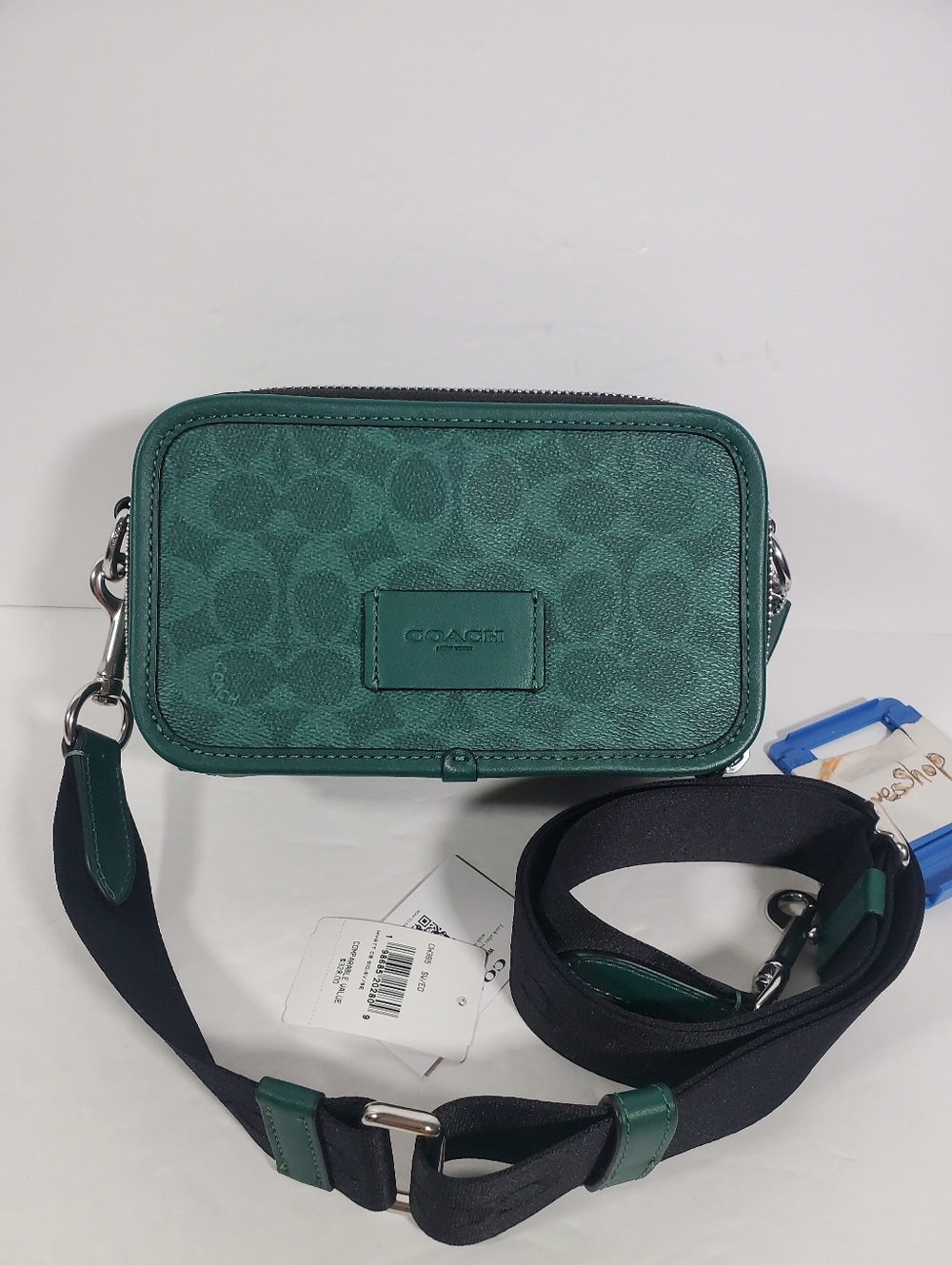 NWT Coach Men’s Wyatt Crossbody Bag In Signature Canvas CW365 Silver/Sea Green